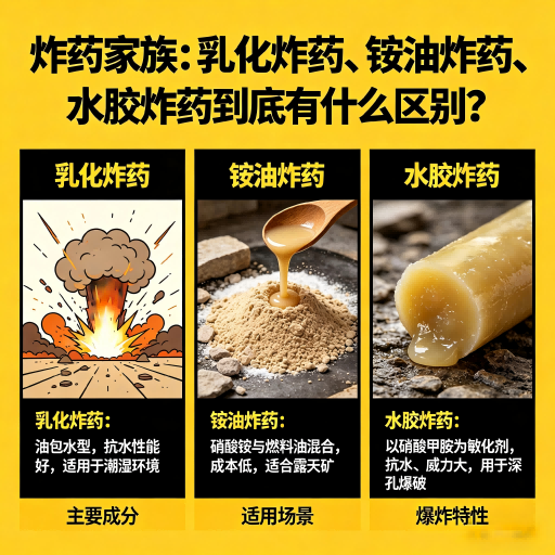 弋阳炸药家族：乳化炸药、铵油炸药、水胶炸药到底有什么区别？